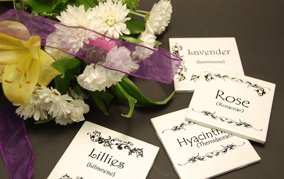 石材加工サンプル：花のタイル